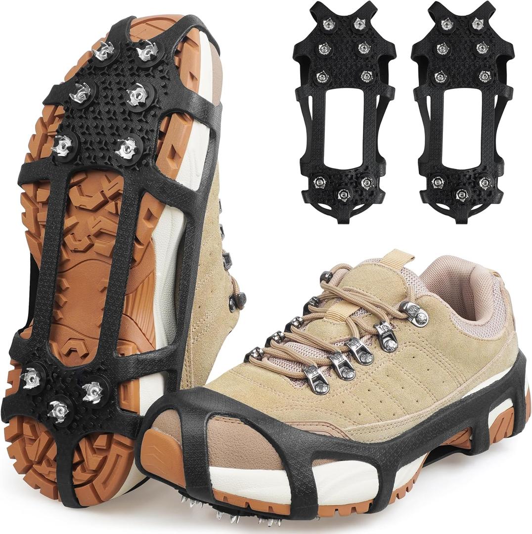 Ice Snow Cleats for Shoes and Boots,Snow Walk Traction Cleats Crampons Non-Slip 9 Point Cleats Ice Snow Grippers Overshoe for Women Men Kids Walking on Snow & Ice (Small(4.5-6 Men/6-7.5 Women))