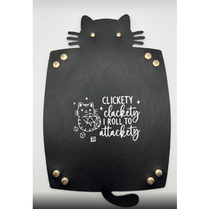 QCWN Cat Dice Tray for Rolling Portable Folding Leather Dice Rolling Tray DND Dice Holder Storage Cute Hexagonal Desk Organizer RPG Game Accessories Gift for DND PlayersBrown