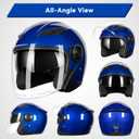Adult 3/4 Open Face Motorcycle Helmet, Double Visor Motorbike Scooter Ebike Moped Cruiser Helmets for Men and Women DOT Approved