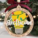 2 x MAPDTWO Electrician Christmas Ornaments - Electrician Gifts for Men, Dad, Husband - Electricians Christmas Ornament - 2 Layered Wood Ornament 2025