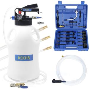 10L（2.64gal） Pneumatic Transmission Fluid Extractor and Dispenser-Transmission Fluid Pump with 15 Metal ATF Filler Adapters for Automotive Use,Transmission Fluid Transfer Pump