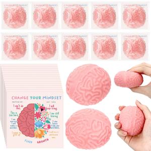 Hollowfly 24 Set Growth Mindset Gift Brain Stress Balls Bulk with Motivational Cards Back to School Stress Balls Gifts Funny Relief Toy for Students Classroom Employee Appreciation for Coworker, Approx. 2.36 Inches X 2.17 Inches