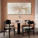 Framed White Abstract Floral Canvas Wall Art for Living Room 24x48 Inch, White and gold