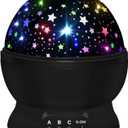 Night Light for Kids,Boys Toys for 3 4 5 6 7 8 Year Old Boys,Star Projector 360 Degree Rotation - 4 LED Bulbs 16 Light Color Changing with USB Cable,Lamp Ceiling Lights for Kids Bedroom (Black)
