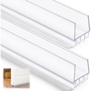 Yaocom 2 Pack 36” U Shape Door Bottom Seal, Exterior Door Sweep, Adjustable Weatherstripping Draft Stopper, Block Light Reduce Noise, Slide on Install, Fits 36” x 1-3/4”, Fills 3/8”-3/4” Gap (Clear)