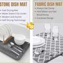 Stone Drying Mat for Kitchen Counter - Marble Diatomaceous Earth Dish Drying Stone, 15.8 x11.8" Sink Mat (Grey) (Gray)