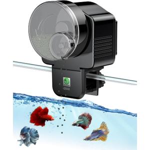 Pawfly Automatic Fish Feeder for Aquarium - 60 ml Adjustable Food Dispenser With Auto Timer for Pellets, Granules & Strips - Holiday Timer, Battery Operated (Not Included)
