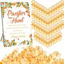 Thyle 51 Pcs Little Cutie Pacifier Hunt Baby Shower Games Include Orange Theme Hunt Sign and 50 Acrylic Pacifiers A Little Cutie Is On The Way Baby Shower Game Decoration for Gender Reveal Party Decor