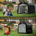 Happy Travel Bike Storage Tent, Outdoor 876.3ft Large 2-in-1 Portable Shed More 30% Top Space W/Double Doors with Mesh, Outside Lawn Mower Shelter and Bicycle Cover for Patio Furniture, Garden Tools Size: 7.3x8.2x6.4ft for 8-10 Bikes