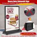 Sidewalk Sign Heavy Duty - 24x36 Inch Double-Sided Poster Stand with 360 Rotating Wheels, Rolling Metal Sandwich Board Floor Standing Sign Holder for Event Businesses Outdoor, Frame Only