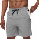 Men's Casual Hiking Athletic Shorts Khaki Board Hybrid Drawstring Elastic Waist 7 inch Quick Dry Lightweight Stretch (Gray, XXL)