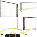 Flex Version 4 ft Pickleball Small Training Rebounder Net - Expandable to 10 ft for Double Player Practice - Outdoor Game - Fully Adjustable Regulation Height, Quick Setup (Yellow)