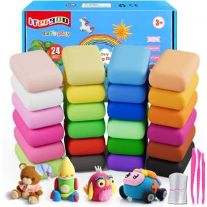 ifergoo Modeling Clay - 24 Colors Air Dry Clay, DIY Magic Clay with Tools and Munuals, Kids Toys Set for Boys and Girls