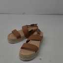 LAICIGO Womens Open Toe Wedge Platform Espadrilles Ankle Strap Buckle Faux Leather Cork Rubber Summer Sandals (8, 1-brown)