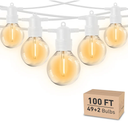 HISTAR 100FT White Outdoor String Lights with 49+2 Led Bulbs, G40 Globe Patio Lights for Backyard Porch Balcony Party Decor