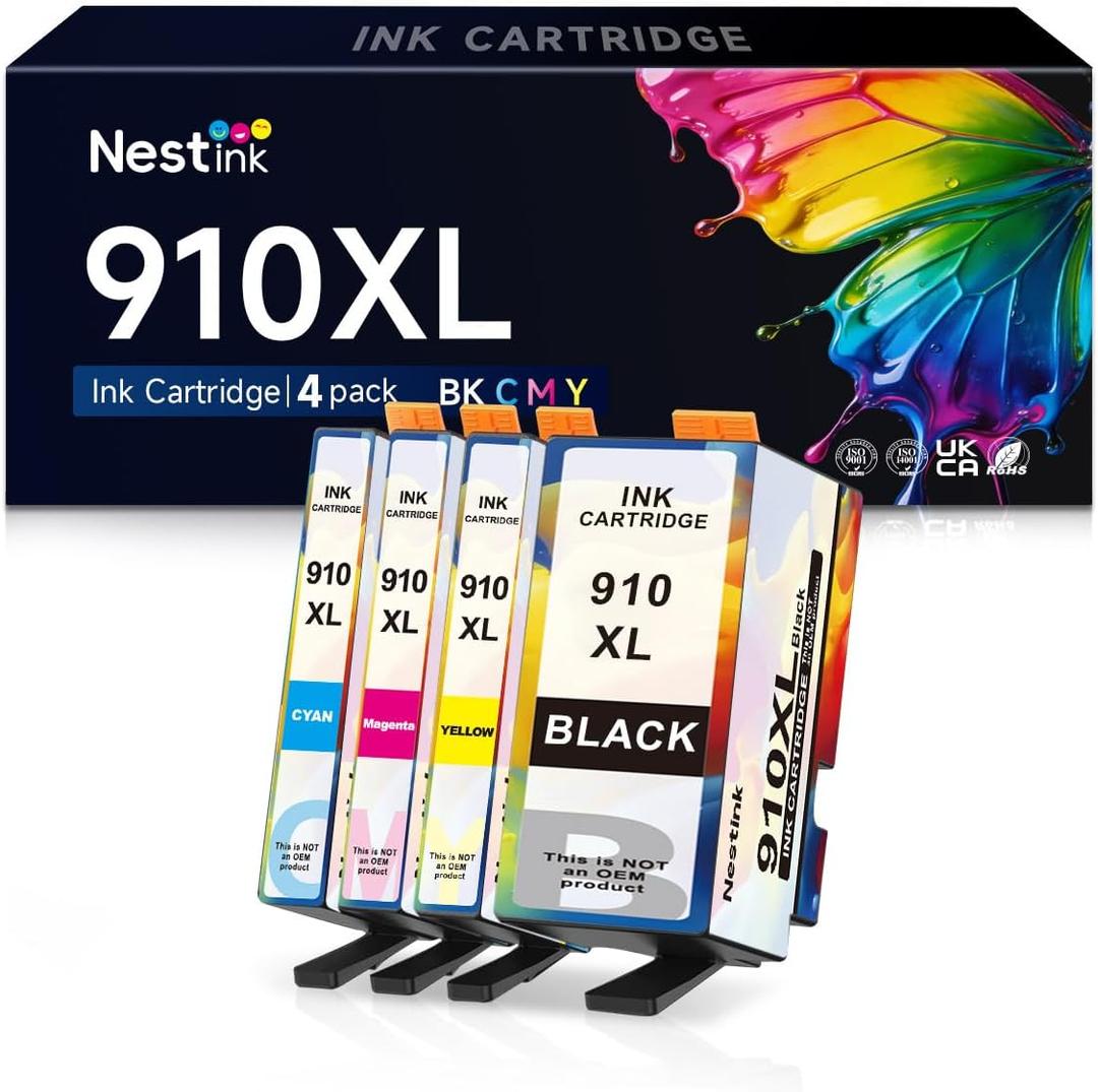 910XL Ink Cartridge Combo Pack Replacement for HP Ink 910 XL Series Compatible with officeJet Pro 8010 8020 8025 8028 8030 8035 8015 8018 8022 Printer.(4 Pack,B/C/M/Y)