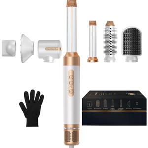 Blow Dryer Brush 7inONE,110000RPM High-Speed Negative Ionic Hair Dryer with Diffuser Concentrator,Curling Iron Hair Straightener Round Brush Blow Out