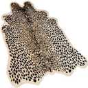 Leopard Area Rug Animals Printed Hide Mats Faux Fur Cowhide Skin Carpet for Home Office, Living Room, Bedroom, 5.2ft x 6.5ft (160 x 200cm)
