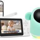 Baby Monitor with Camera and Audio, 1080P Baby Camera Monitor WiFi Smartphone App Control Night Vision 4.3 Screen 2-Way Talk Temperature & Humidity Sensor Lullabies Motion & Cry Detection iOS/Android (Green)