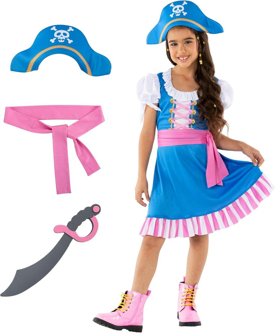 Morph Girls Pirate Costumes, Pirate Costume Girls Halloween Costumes For Kids, Toddler Halloween Costume Girl (Medium)