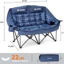 Padded Double Camping Chair High Back 2 Person Camping Chair Blue, 3.45 Ft X 0.8 Ft