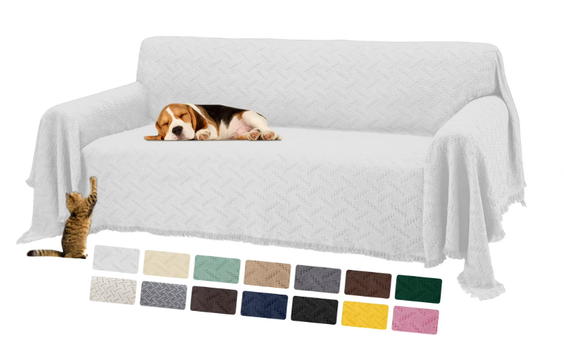 Sanmadrola White Sofa Covers for 2 Cushion Couch Cover, Sectional Couch Covers for L Shaped Couch Cover, Living Room Sofa Throws Sofa Slipcovers for Pets, Kids (71"x 102",Loveseat, Gray)