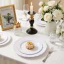 Tinybee 60PCS White Plastic Plates - Heavy Duty White Disposable Plates, Elegant Plastic Plates for Bridal Shower, Wedding and Party Including 30 Dinner Plates 10 '' & 30 Dessert Plates 7.5 ''