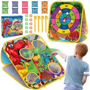 Dino Bean Bag Toss Game Toy for Kids, Cornhole Board Outdoor Toys for Toddlers, Easter Gifts for Kids, Backyard Beach Lawn Party Toss Game Toy for 3 4 5 6 7 8 Year Old Boys Girls Birthday Gifts