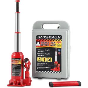 BAOSHISHAN 3 Ton Double Ram Bottle Jack 6-1/2" to 16-1/2" Lifting Range Portable Hydraulic Jack with Carrying Case (3 Ton with Case)