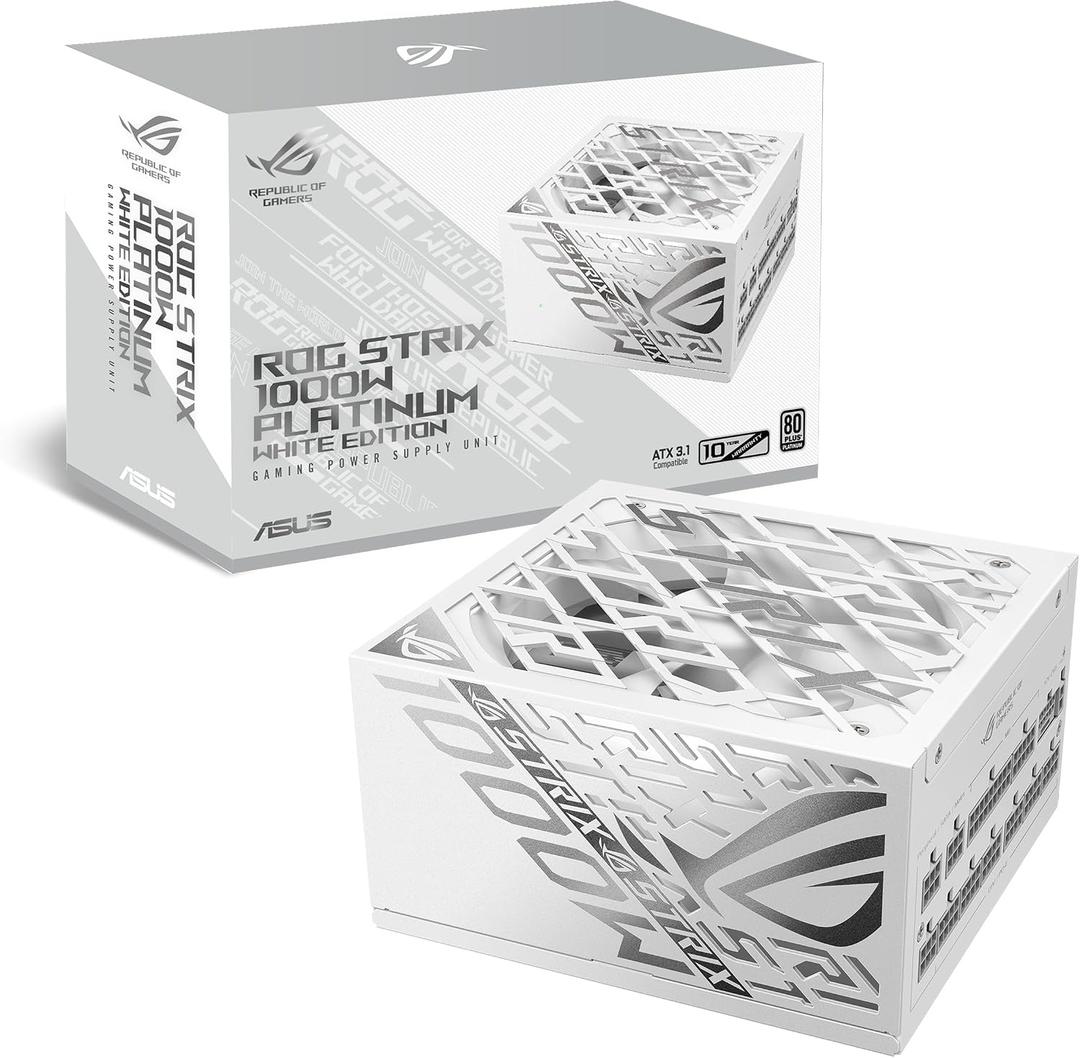 ASUS ROG Strix 1000W Platinum White Edition (Fully Modular Power Supply, 80 Plus Platinum Certified, ATX 3.1, GaN MOSFET, “GPU-First” Patented-Intelligent Voltage Stabilizer