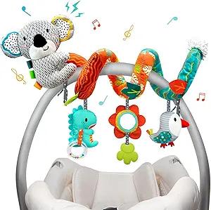 XIXILAND Car Seat Toys Baby Toys 03 Months Developmental, Stroller Toys Infant Toys 06 Months Newborn Toys, Carseat Toys for Infants 012 Months with Dinosaur, Lion Mirror, Teether