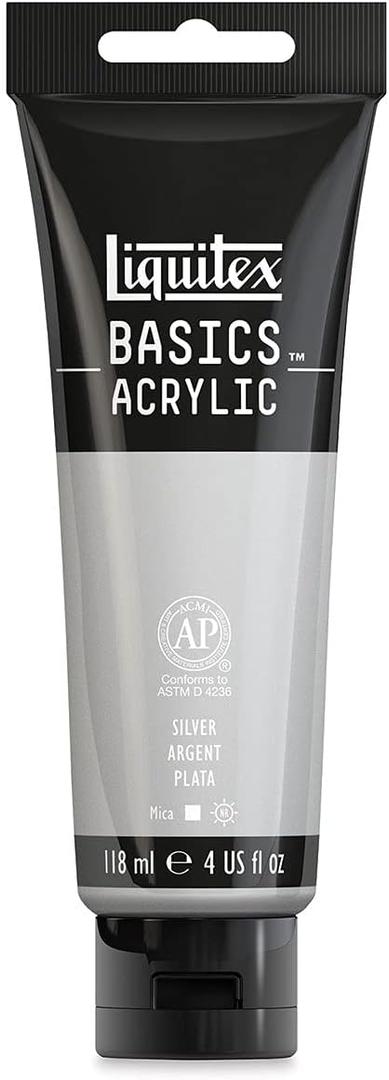 Liquitex BASICS Acrylic Paint, 118ml (4-oz) Tube, Silver