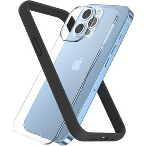 Compatible with iPhone 13 Pro Bumper Case 6.1 inch, [Raised Edge Protection][Anti-Silp][Anti-Fingerprint] Soft Slim Protective Frame Bumper Cover Case Come with Hard PC Backplate (Black)