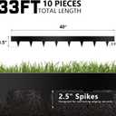 Worth Garden 10-Pack Galvanized Steel Landscape Lawn Edging - 4.5in H Black Powder Coated Bendable Metal Strips - Hammer-in Edging Border w/ 11 Clips - Yard Pathway Divider (33Ft Total)