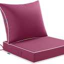 MIULEE Hot Pink Outdoor Seat Cushion 24x24 Inch Waterproof & 3 Year Fade Resistant Deep Seat and Back Cushion for Patio Furniture Chair Sofa Couch with Handle and Adjustable Straps
