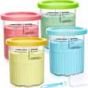 Qumuauu 4 Pack 24oz Creami Pints with Lids, Replacement Ice Cream Containers for Ninja Creami Deluxe 11-in-1, Compatible with NC500 NC501 Series, Reusable Cups for Smoothies & Frozen Desserts