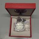 OGLE Waterproof Luminous Magnifier Tourbillon Moon Sun Chain Fob Self Wind Automatic Mechanical Pocket Watch