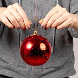 XmasExp Large Christmas Ball Ornaments,1pcs Red Giant Shatterproof Plastic Hanging Mercury Xmas Ball Decorations Christmas Tree Ornaments (Red, 8")