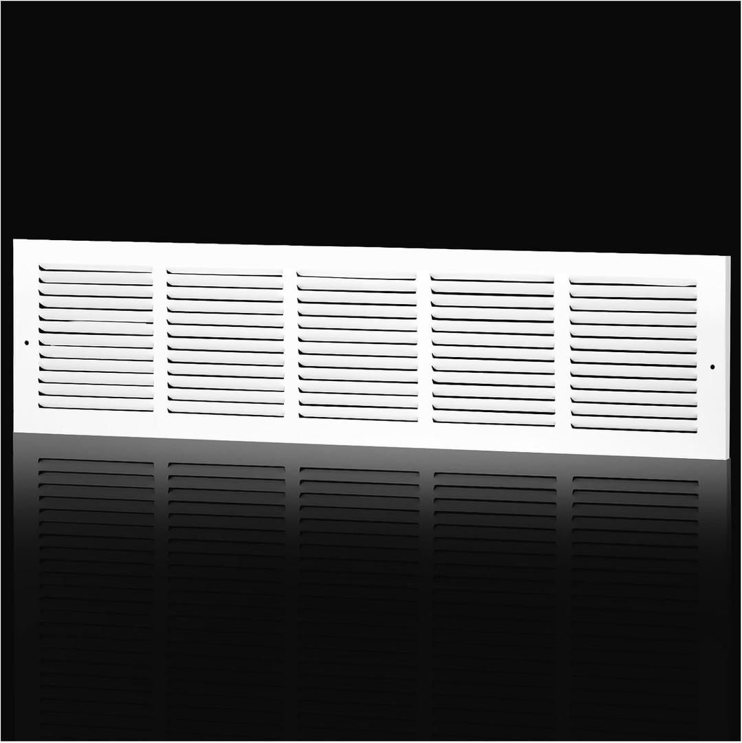 30"Wx6"H Duct Opening Return Air Grille,Air Return Vent Cover Grill for Sidewall and Ceiling,Solid Steel AC Vent Cover HVAC Cold Air Intake Grille Without Filter House,Outer Dimension:31.75WX7.75"H, For 30''W6''H-Duct Opening