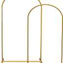 LANGXUN Gold Metal Arch Backdrop Stand Set, 7.2ft / 6.6ft / 6ft Balloon Arch Frame for Wedding Birthday Party Baby Shower Graduation Anniversary Decoration (6.6ft / 7.2ft 2 pcs per Set)