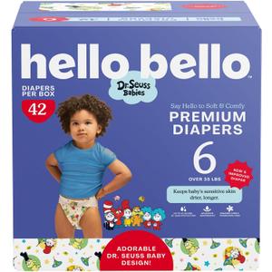 Hello Bello Dr. Seuss Babies Premium Diapers, Size 6, 42 Count: Softness & Protection for Sensitive Skin