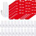 Wall Hooks for Hanging Heavy Duty, Medium 22 Self Adhesive Wall with 26 Strips no Damage, Transparent Sticky for Key, Shower,Towel, Coat, Door, Hat