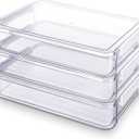 Leinuosen 3 Pcs 6 Qt Clear Plastic File Storage Boxes with Latches & Lids 9 x 13 Stackable Portable Project Case Storage Bins Certificate Organizer Container for A4 Paper School Supplies