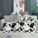 Cozy Bliss Cow Print Throw Blanket Non Shedding MilkyPlush Fleece 330GSM Thick Blankets Western Room Decor Super Soft Warm for Adults Kids Girl Gifts Bedroom Couch Sofa Travel Black Brown 40"x50"