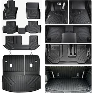 All Weather Floor mat for 2026 2025 2024 Mazda CX-90 8 Seats (Fit PHEV/MHEV) TPE Rubber Liners CX90 Odorless Anti-Slip Car Floor Liners-1st & 2nd & 3rd Row & Cargo Mat Covering The Backrest Full Set
