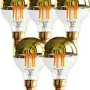 G14(G45) Half Chrome Light Dimmable 4W(40W Equivalent) E12 LED Candelabra Bulbs Warm White 2700K 400Lm Filament Vintage Bulb with Golden Mirror Decorative Edison Globe Bulb for Indoors(5 Pack)