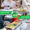 Nutrichef Professional Stainless Steel Buffet Warmer Server with 3 Trays - Portable Hot Plate Food Warmer Station for Parties & Events - Easy to Clean - 3 See-Through lids - Max Temperature 175F