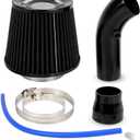 3'' Cold Air Intake Kit Aluminum Automotive Cold Air Intake Pipe Filter Induction Flow Hose Pipe Kit, Black
