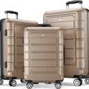 SHOWKOO Luggage Sets Expandable PC+ABS Durable Suitcase Double Wheels TSA Lock 3pcs, Champagne (20in24in28in)
