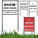 1 pack Metal Yard Sign H-Frame, 24"W x 18/24/30/36"H Adjustable Size Sign Stand, 50" Height, 18" x 24" Yard Sign with 6"H 1 Rider, Open House Signs for Real Estate, Assembly Required(1 Main, 1 Rider)